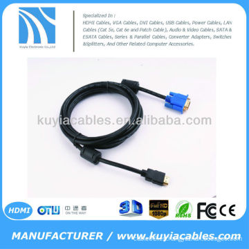 MACHO del ORO de HDMI al varón VGA HD-15 Cable 6FT 1.8M 1080P Azul HDMI-VGA MM
